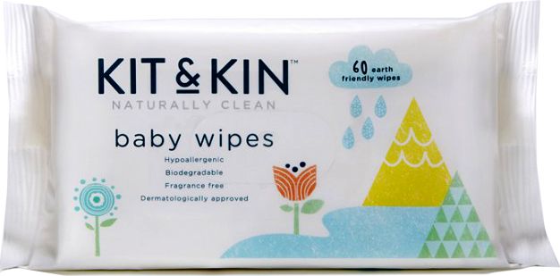 Kit and Kin Biodegradowalne bezzapachowe chusteczki nawilżane 60 szt.
