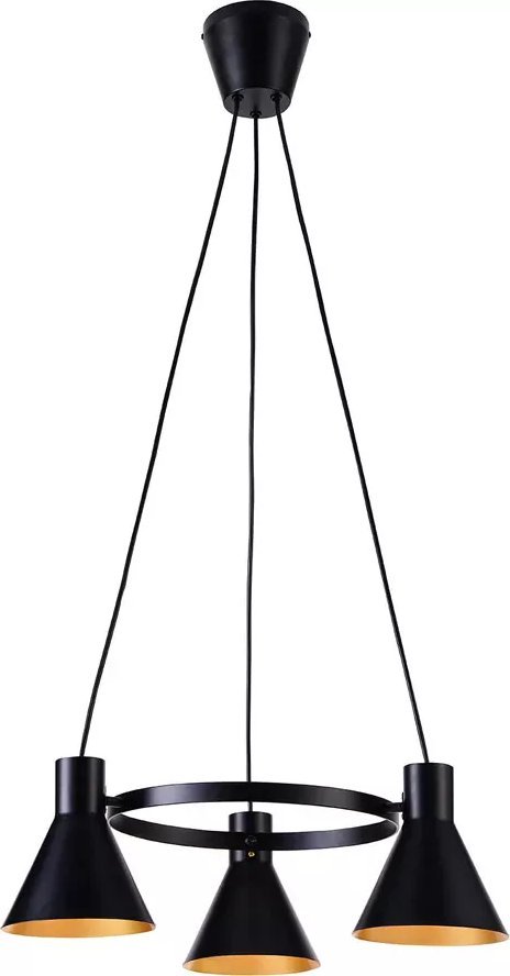 Lampa wisząca Lumes Czarna matowa potrójna lampa wisząca do loftu - K106-Rago
