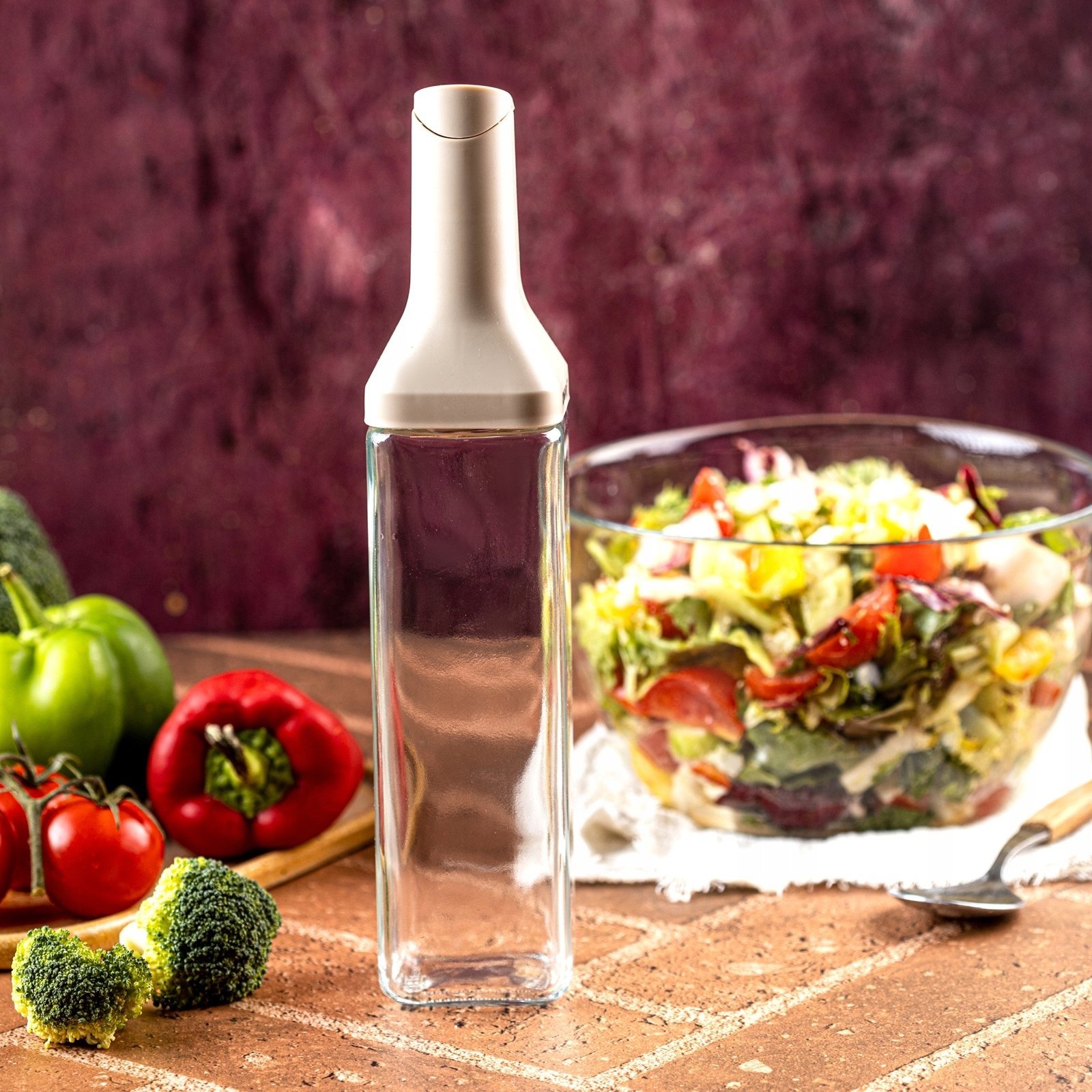 KingHoff Szklana butelka z nalewakiem do octu i oliwy 500ml KH-2004