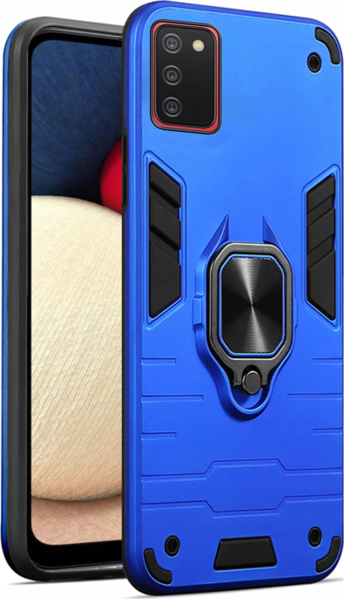 etumi Etui Pancerne Do Samsung Galaxy A02S Obudowa Ring Wzmocnione Hybrydowe Etui Ochronne Futerał Armor Pokrowiec Magnes Armr0034