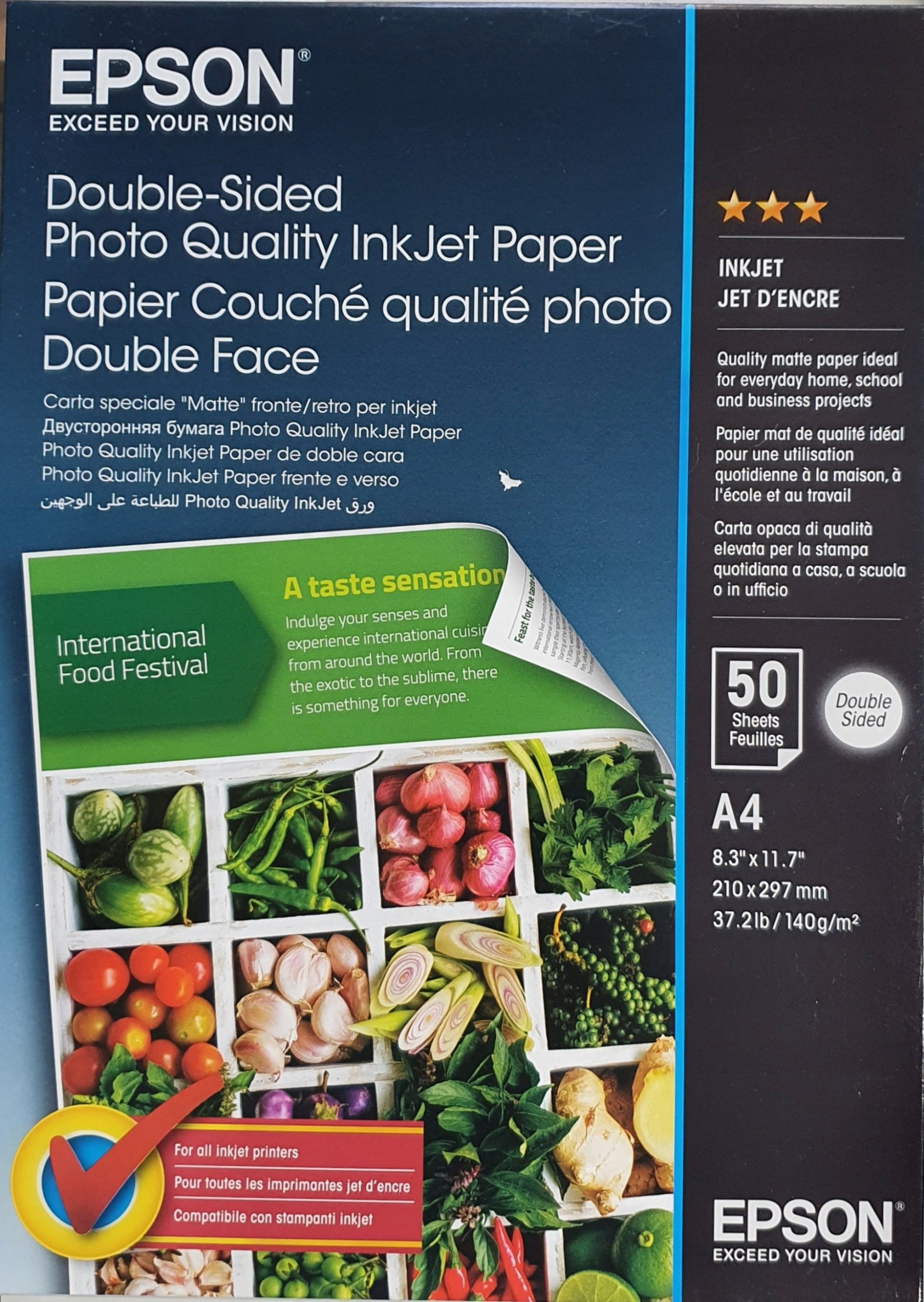 Epson Epson Double-Sided Photo Quality Inkjet Paper - Matt - A4 (210 x 297 mm) - 140 g/m2 - 50 Blatt Fotopapier - fur EcoTank ET-2650, 2750, 2751, 475