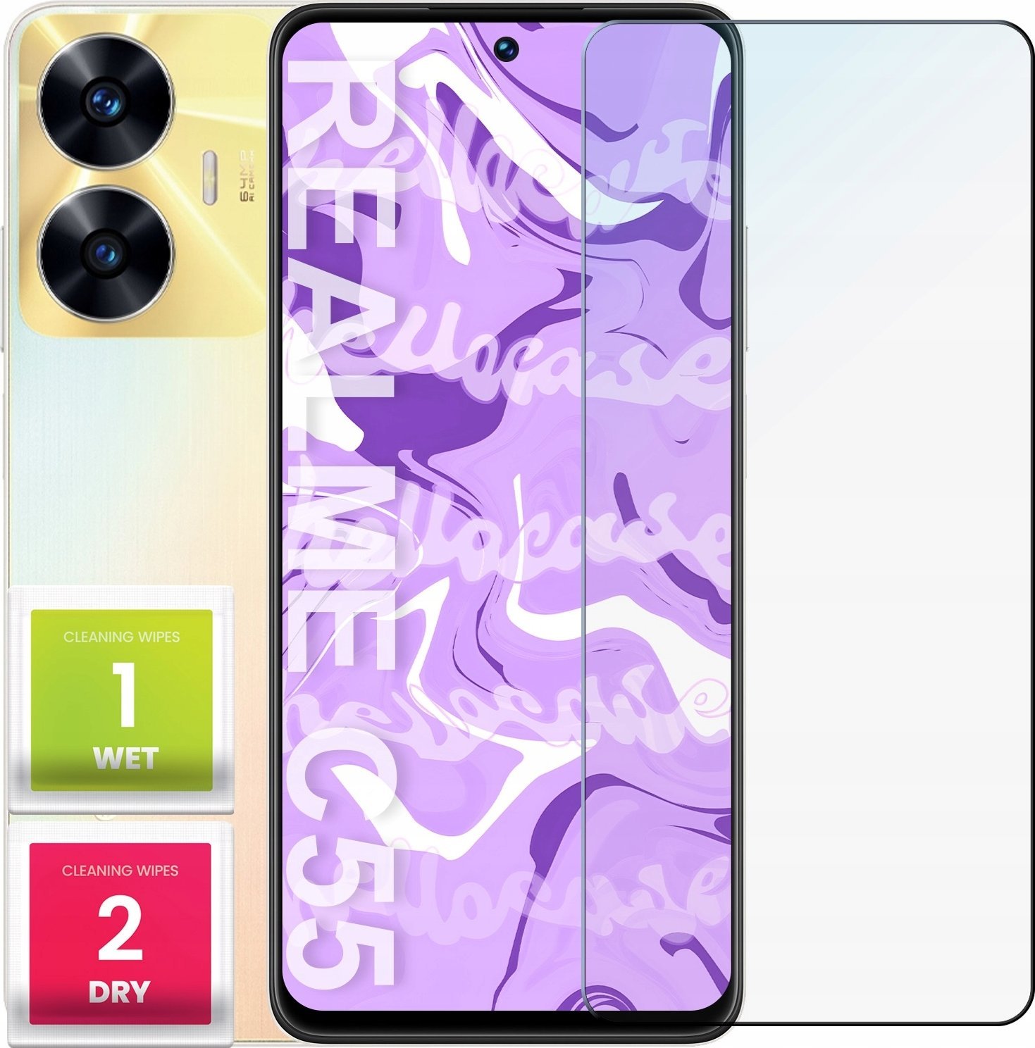 Hello Case Szkło Hartowane do Realme C55 (szybka 9H, płaskie 2.5D, ochronne, szybka)