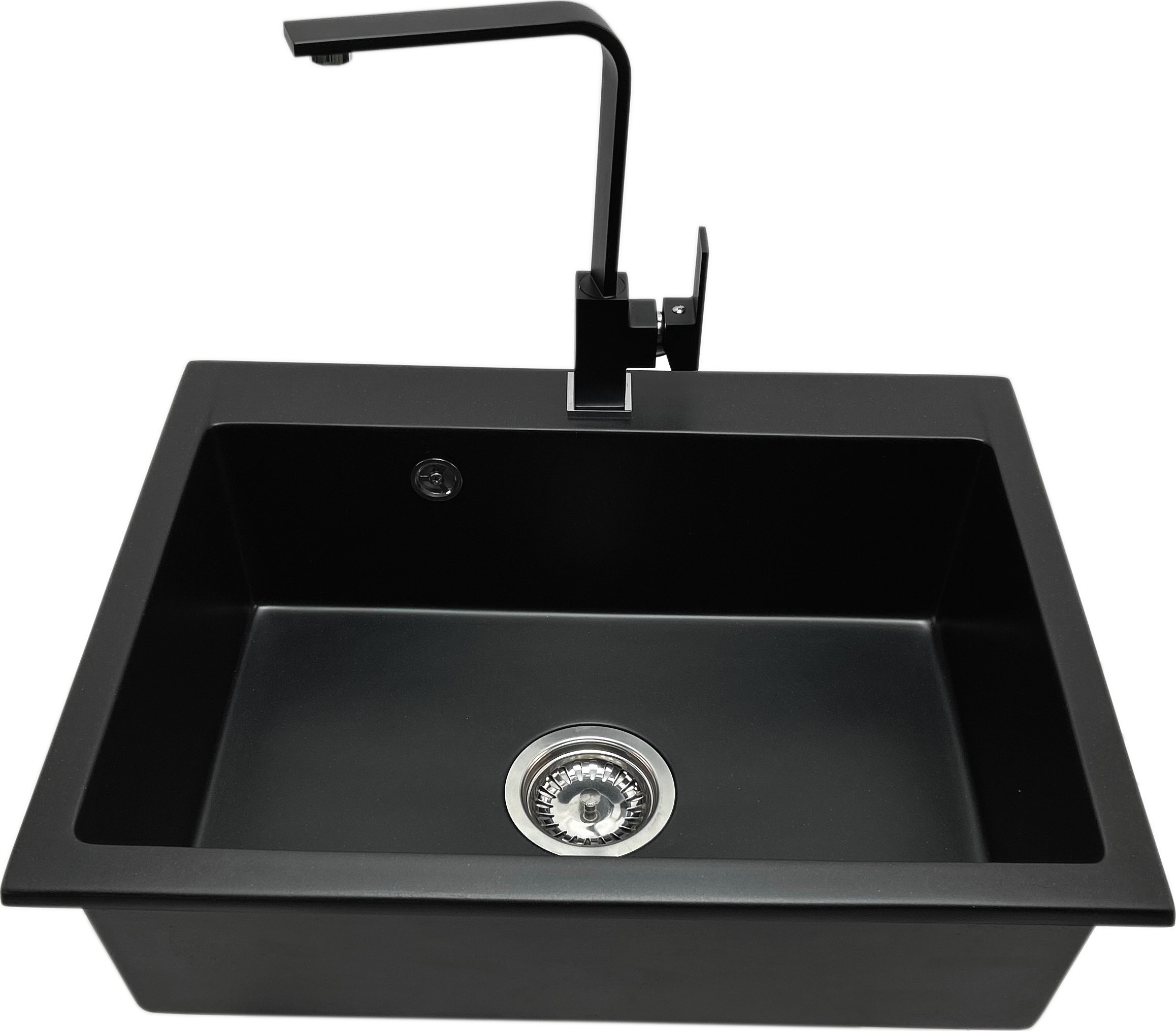 Zlewozmywak jednokomorowy ELAN czarny + bateria czarna NOOC