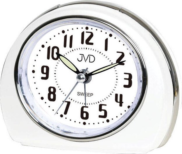 Budzik JVD SRP9501.3 10 cm płynący sekundnik drzemka podświetlenie .