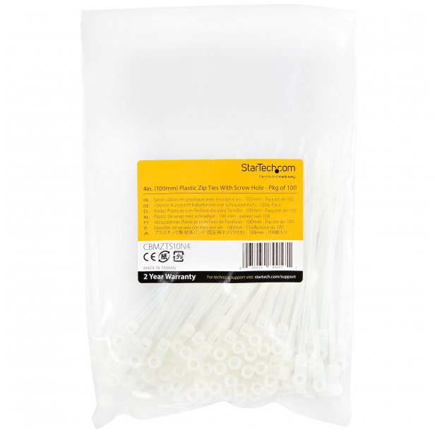 startech 100 PACK OF PLASTIC ZIP TIES/WITH SCREW HOLE 4