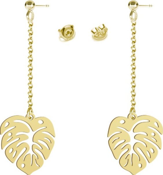 Radziszewska Jewellery Monstera Wiszące Kolczyki srebro pozłacane