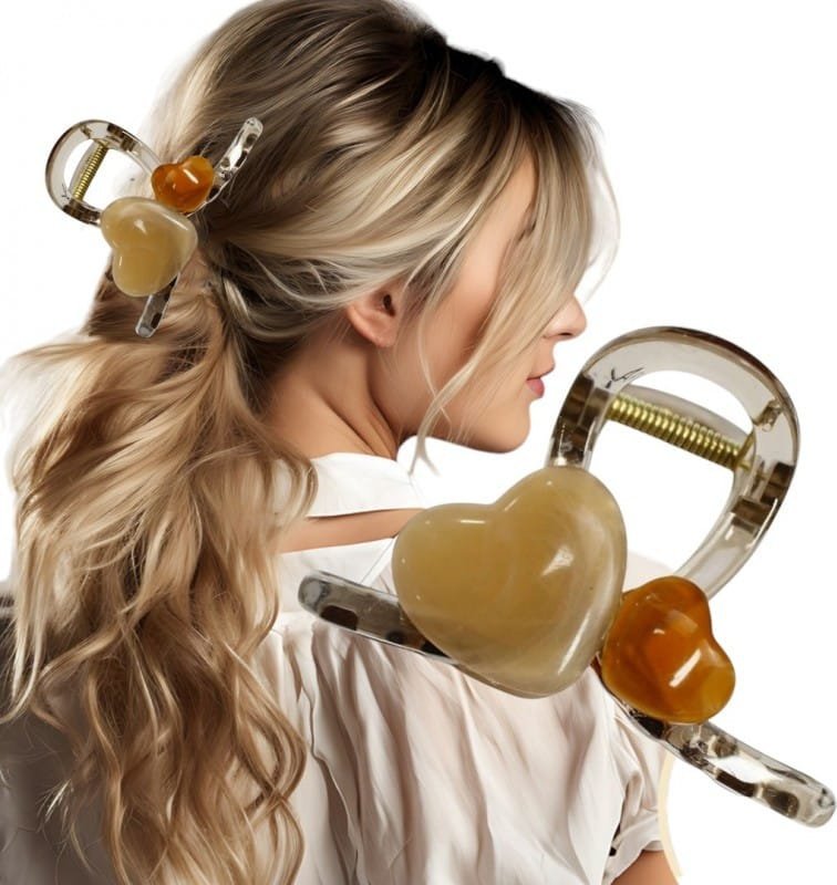 Spinka klamra do włosów XL transparentna SERCA 8x6cm SP376