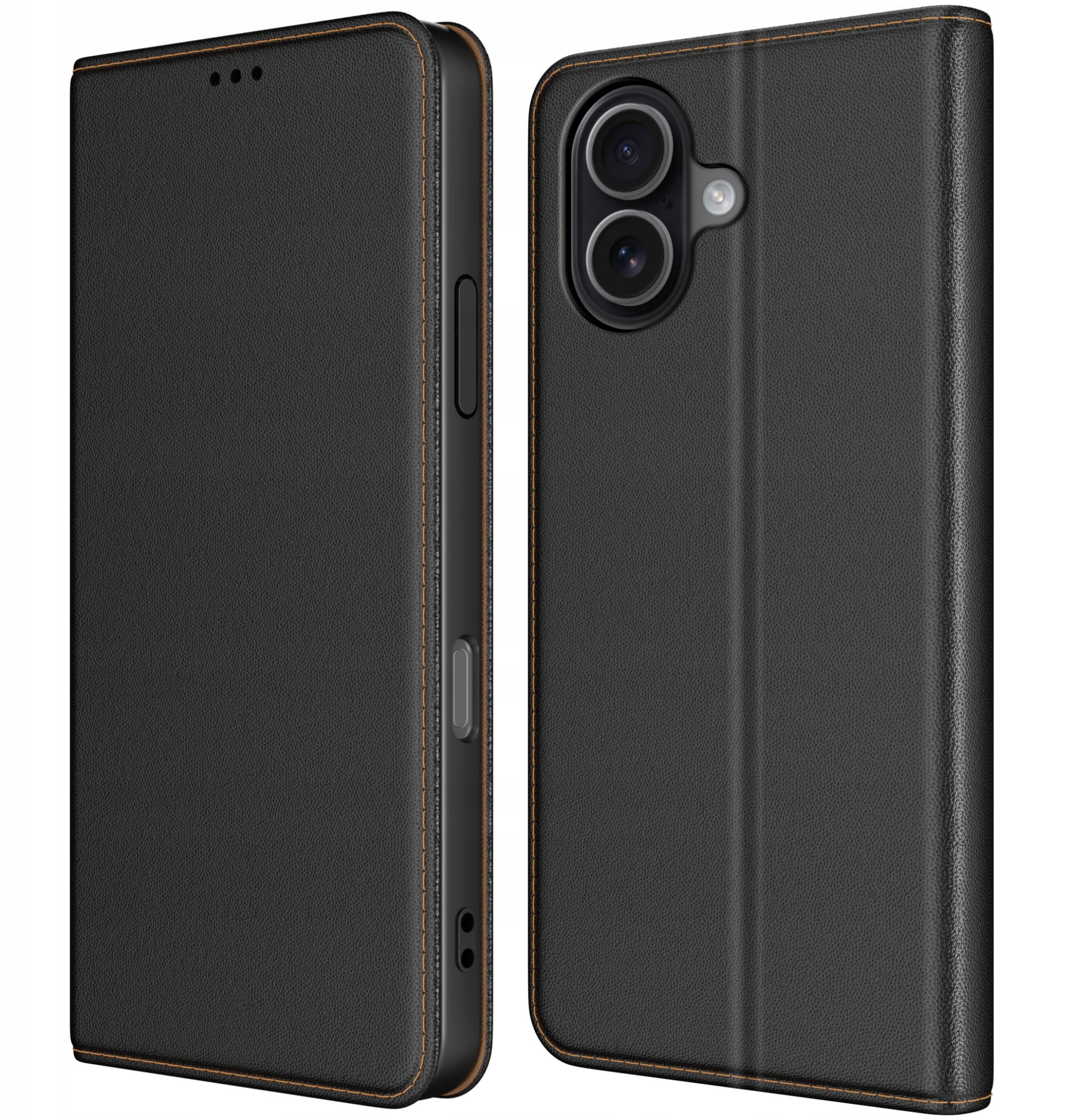 Etui do iPhone 17 SKÓRZANE CZARNE ZAMYKANE MAGNETYCZNE + SZKŁO 9H