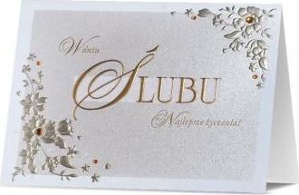 Pan Dragon Karnet Ślub silver tłoczone kwiaty UK-SILVER-06