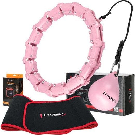 Zestaw hula hop z wypustkami i obciążnikiem HMS hhw02 różowe pas wyszczuplający br163 czarny