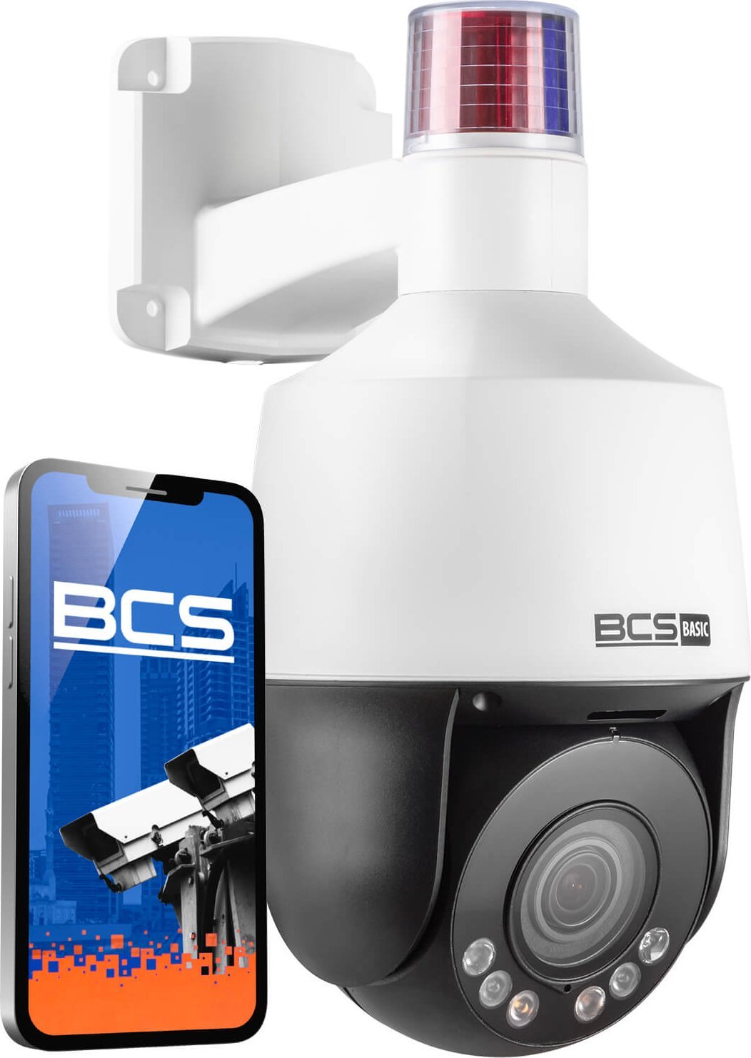 Kamera IP BCS Kamera obrotowa IP 5 Mpx BCS-B-SIP154SR5L1 z alarmami świetlnymi i dźwiękowymi