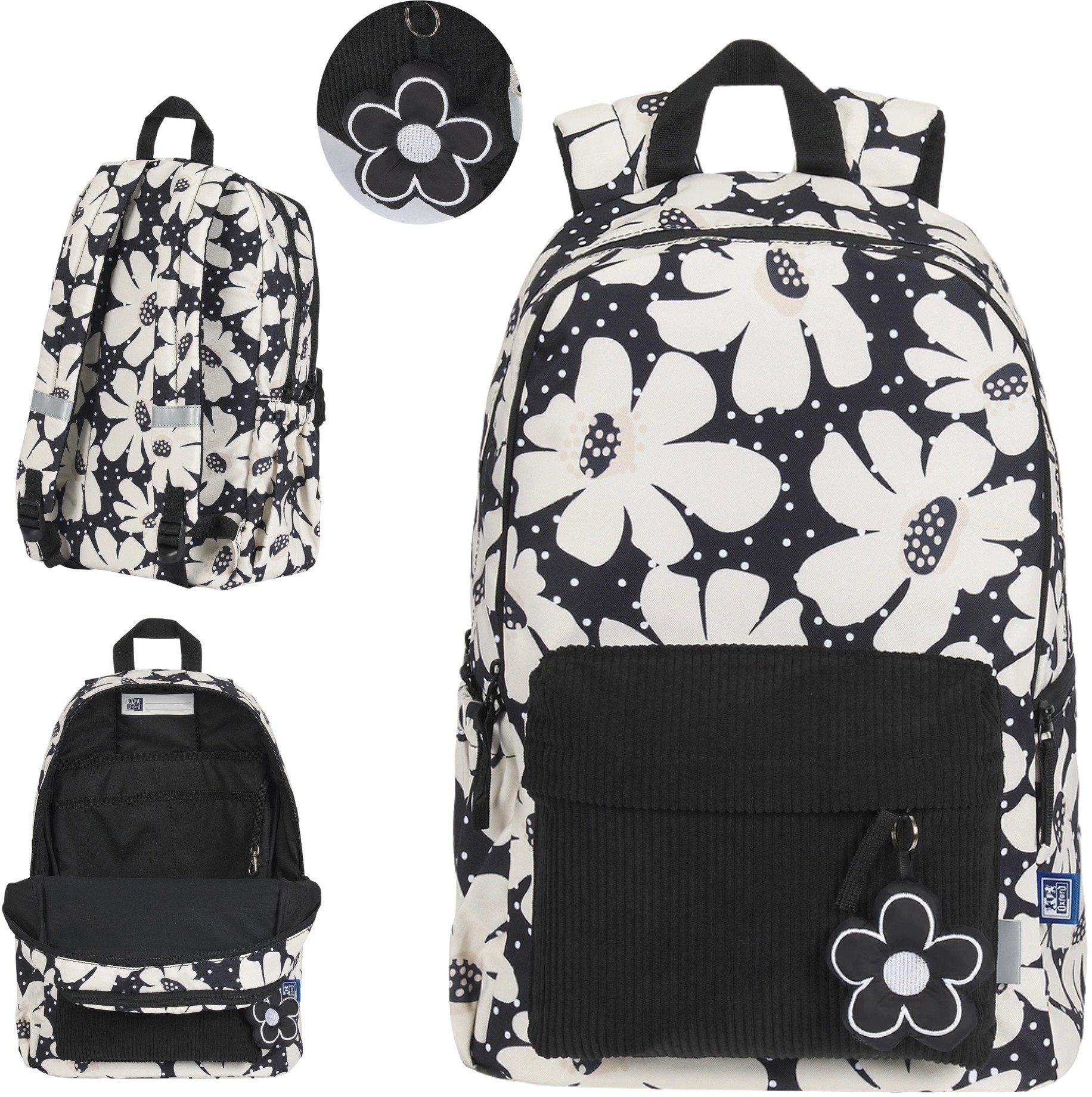 Plecak szkolny młodzieżowy czarny kwiatki 26l Bloom OXFORD