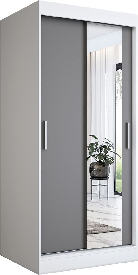 Elior Szafa przesuwna w kolorze biały + antracyt - Palmira 2X