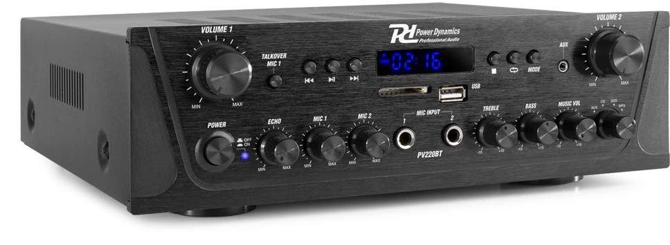 Wzmacniacz audio PV220BT 2 strefowy 100W USB SD BT FM LED pilot Power Dynamics one size