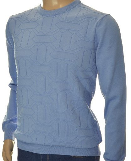 Sweter męski z bawełny elegancki bawełniany błękitny 100% bawełna L