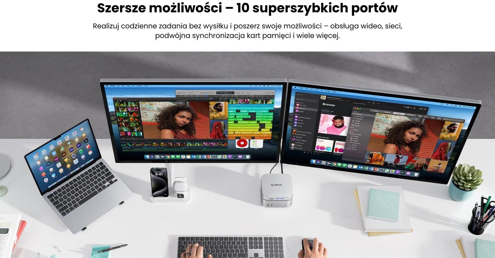 Orico Stacja dokująca do MacMini, USB-C 10 Gbps, z obudową M.2 NVMe, metalowa