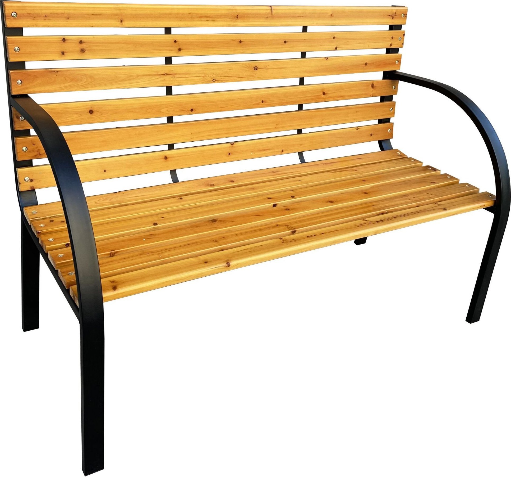 Fancy Garden Ławka ogrodowa z oparciem DALIA stalowa drewniana 122 cm