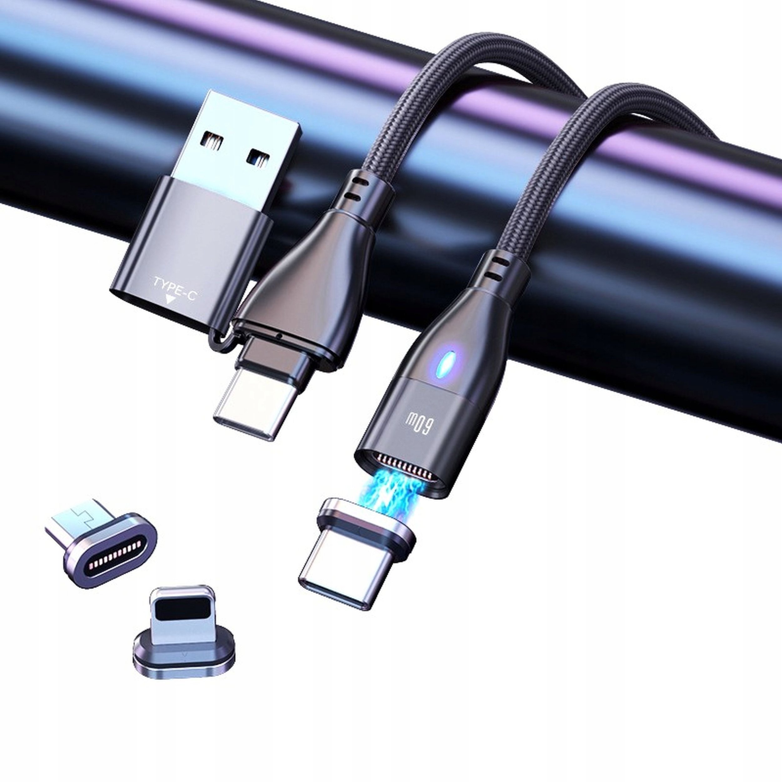 Kabel USB Bounn USB-C - USB-C + microUSB + Lightning 3 m Czarny (N942)