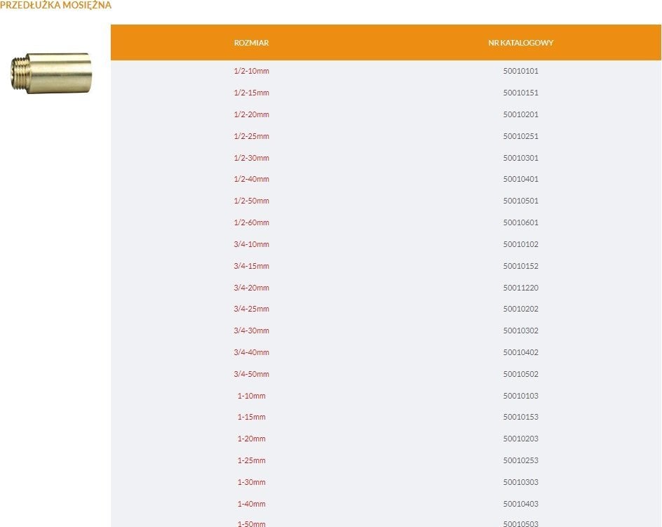 AGAflex Przedłużka mosiężna 1-10 mm