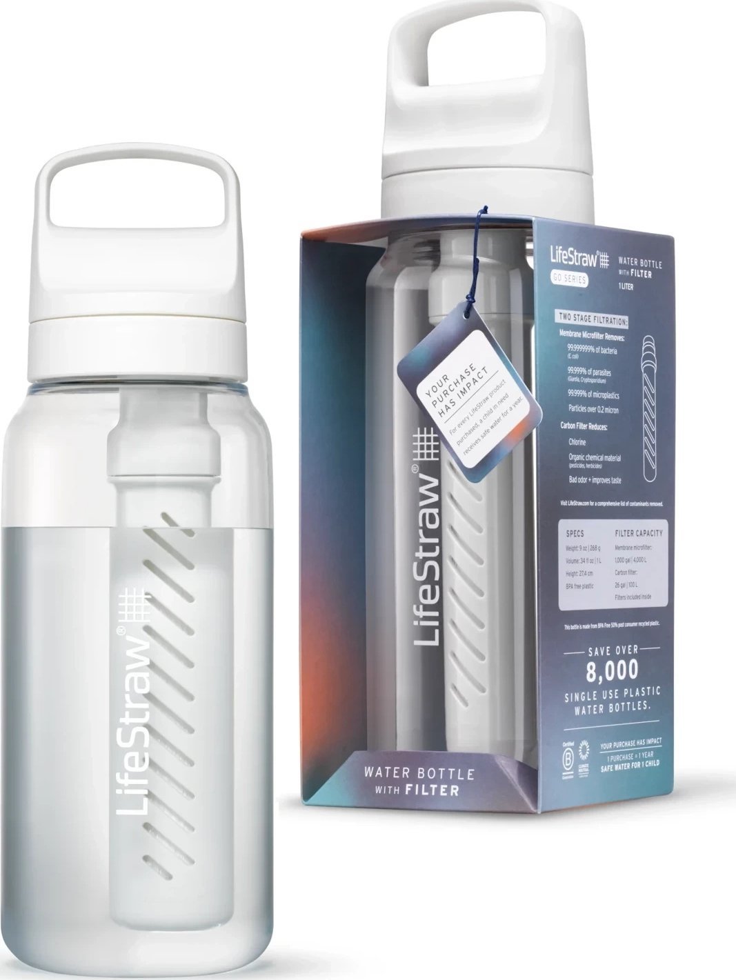 LifeStraw LifeStraw Go 2.0 Biała butelka filtrująca 1L Clear