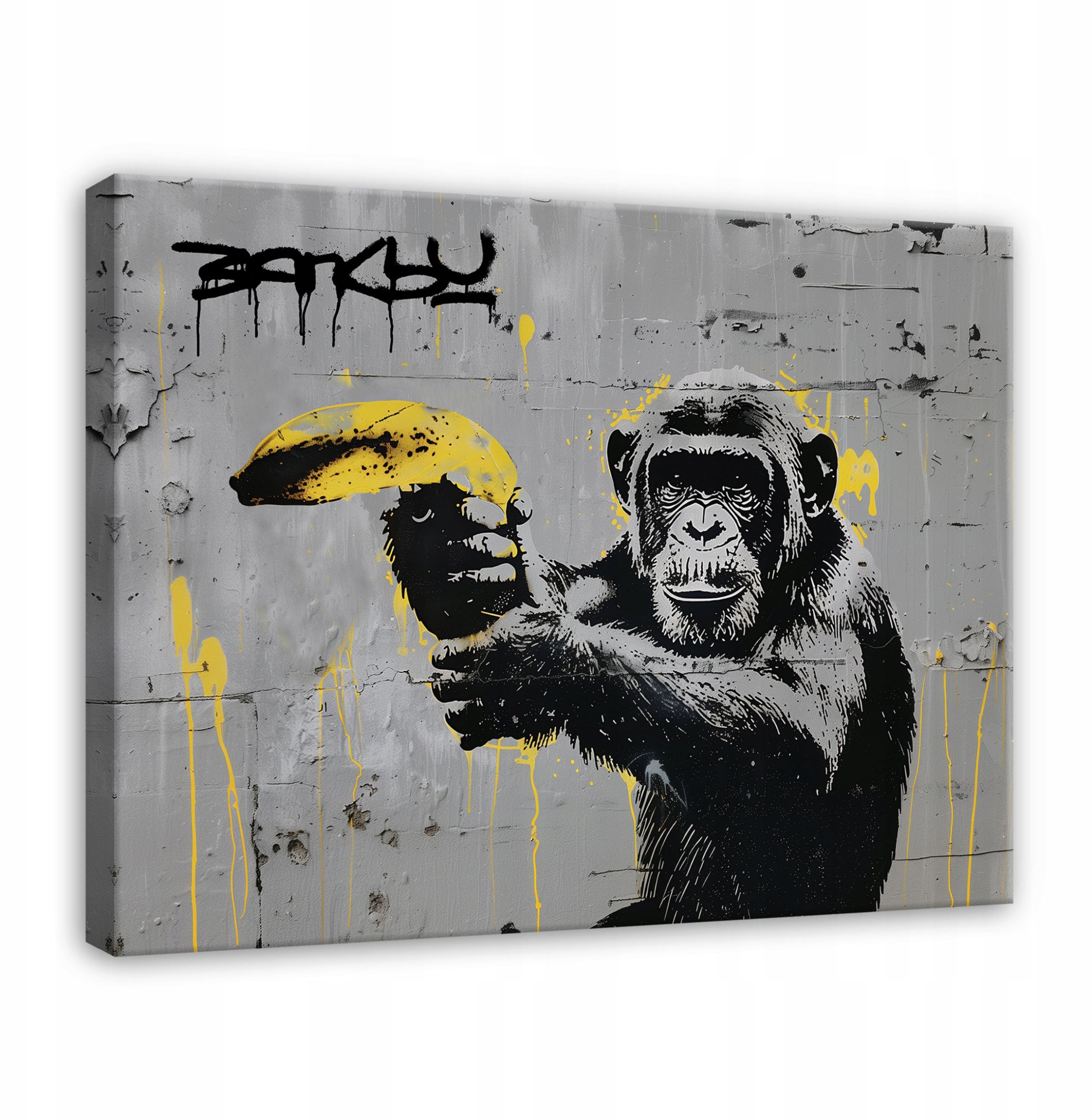 OBRAZ BANKSY MAŁPA STREET ART GRAFFITI NOWOCZESNY NA PŁÓTNIE ŚCIANĘ 100x70