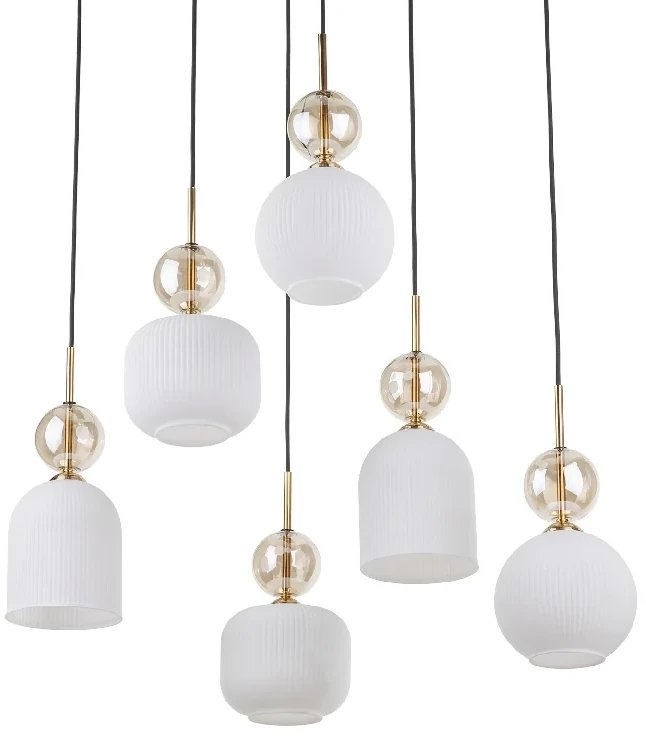 Nowoczesna wisząca lampa Sophia Cognac do salonu biały czarny