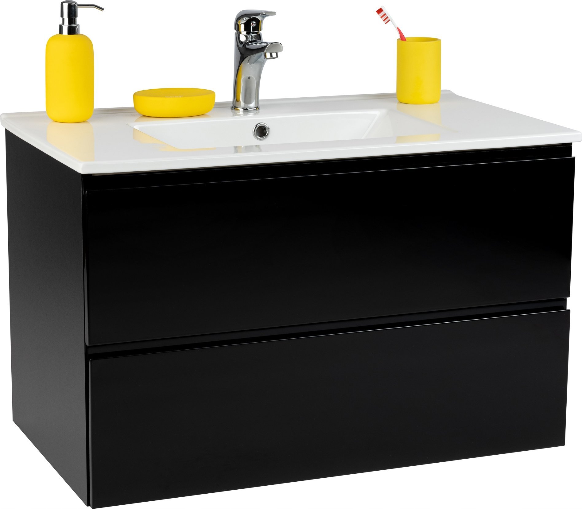 Stamar Czarna szafka łazienkowa z umywalką 80 cm