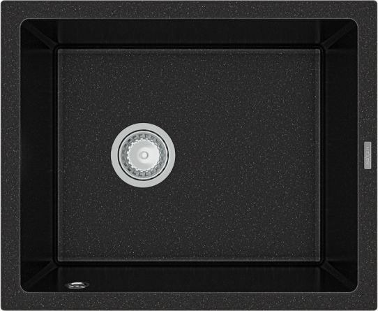 Zlewozmywak Mexen Pedro granitowy 1-komorowy 560 x 460 mm, czarny/srebrny metalik - 6508561000-73