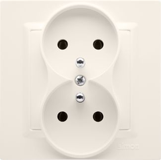 Kontakt-Simon Gniazdo podwójne Simon 10 z uziemieniem 16A kremowy (CGZ2/41)