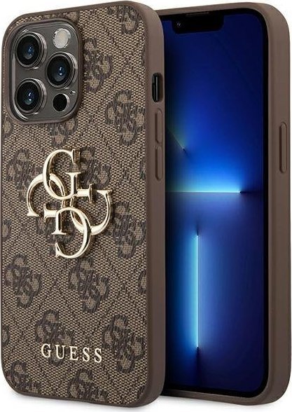 Guess 4G Big Metal Logo - Etui iPhone 14 Pro (brązowy)