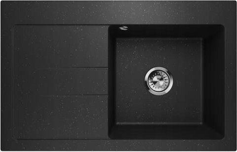 Zlewozmywak Lavello ZLEWOZMYWAK GRANITOWY LAVELLO LUXOR1.0 CZARNY METAL. LEWY