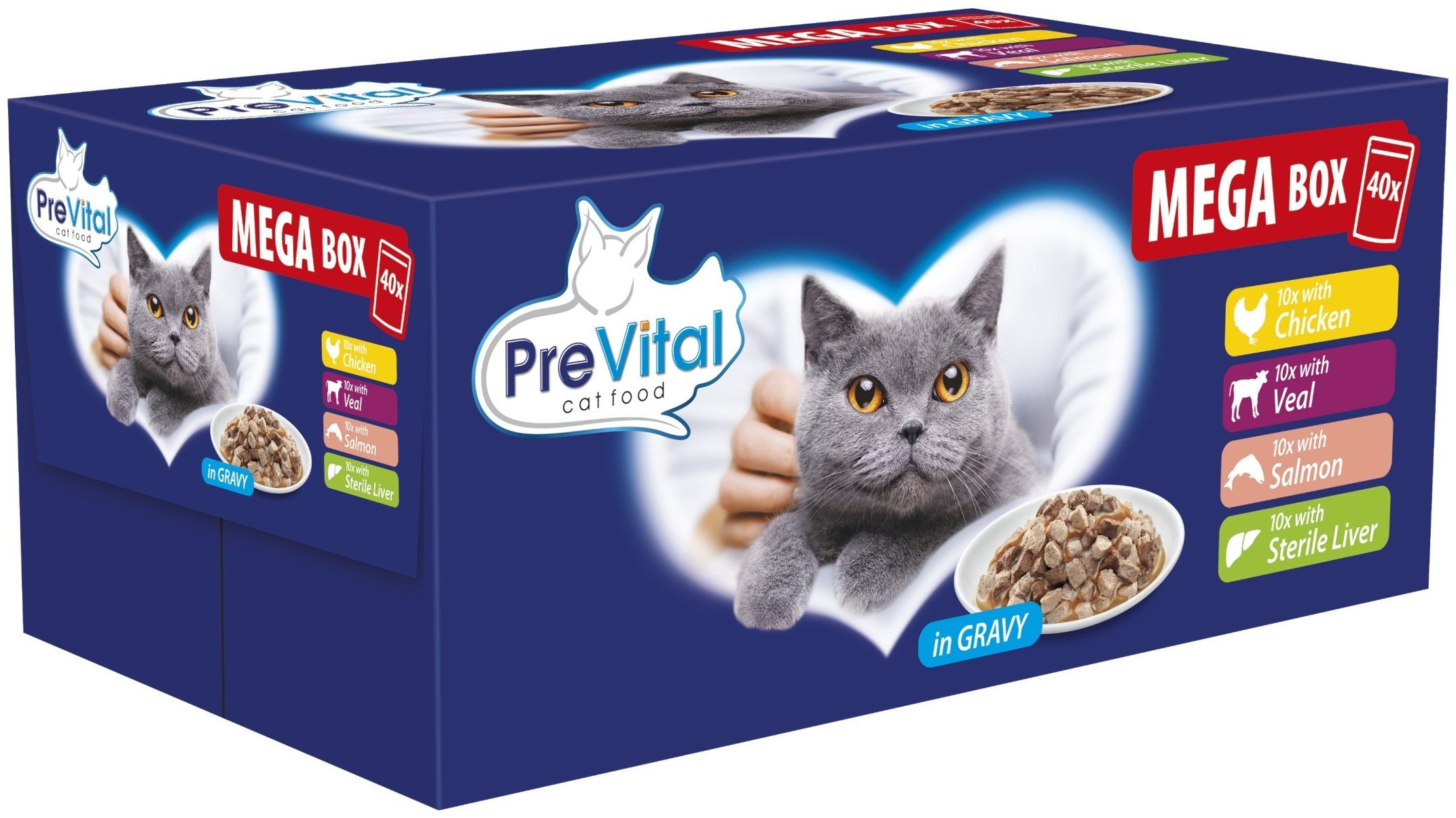 PREVITAL saszetki dla kota mix smaków box 40x100g