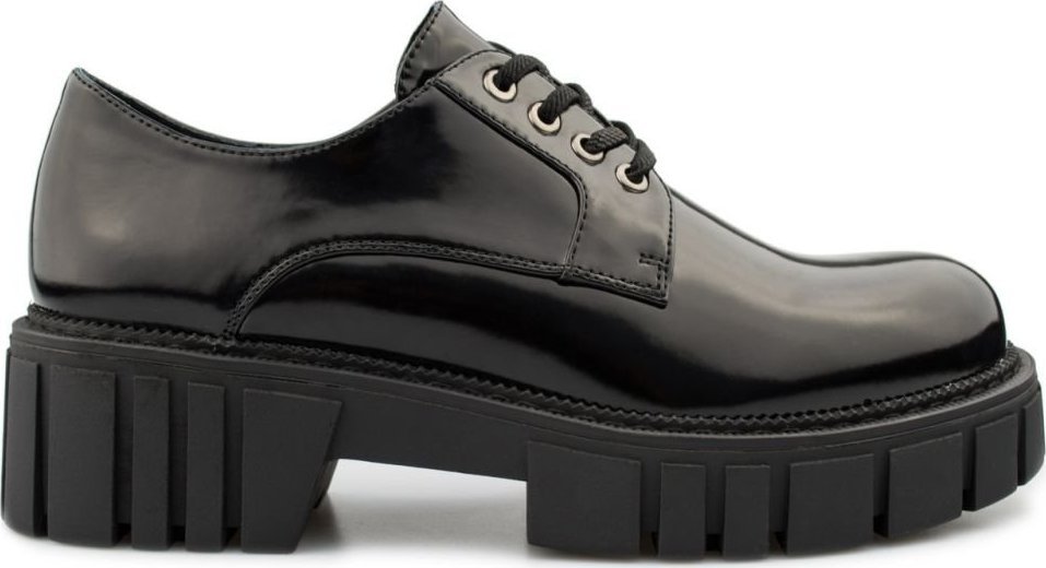 Laura Fiore Półbuty na platformie lakierowane wiązane czarne Laura Fiore-40