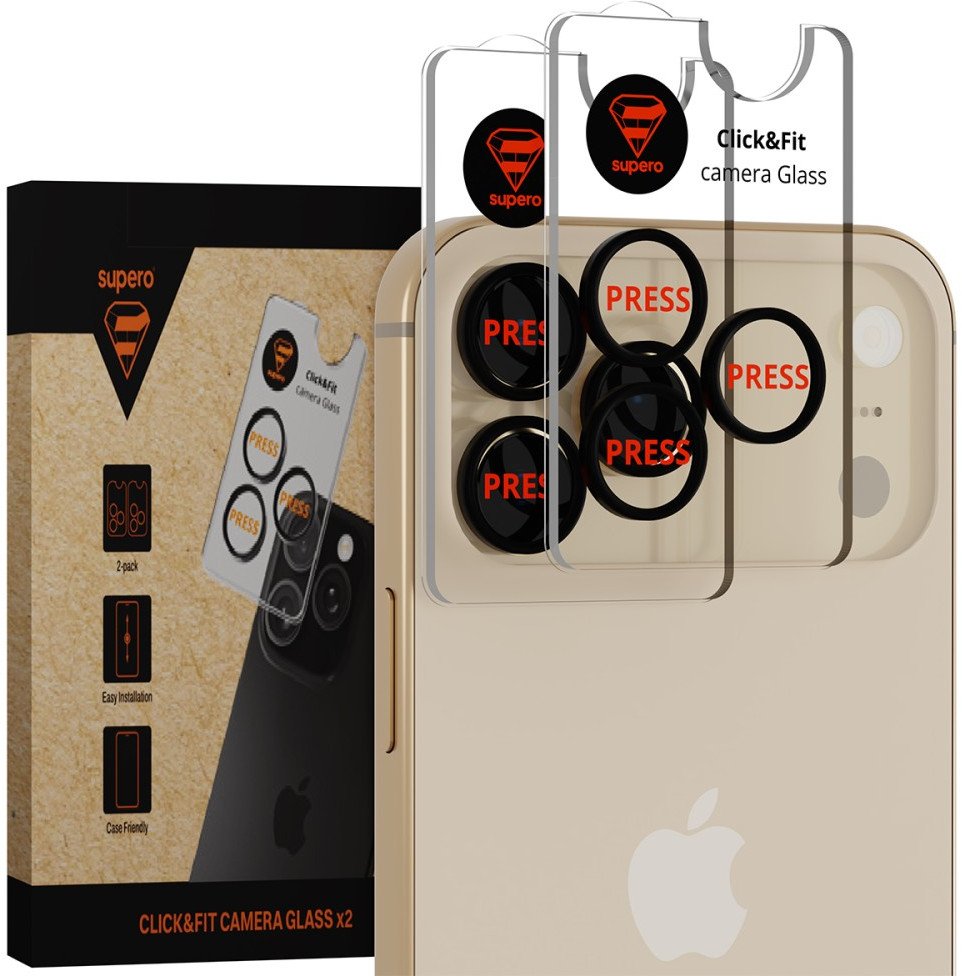 Szkło hartowane Supero do iPhone 17 Pro/Pro Max, przezroczyste z czarną ramką, 2 szt.