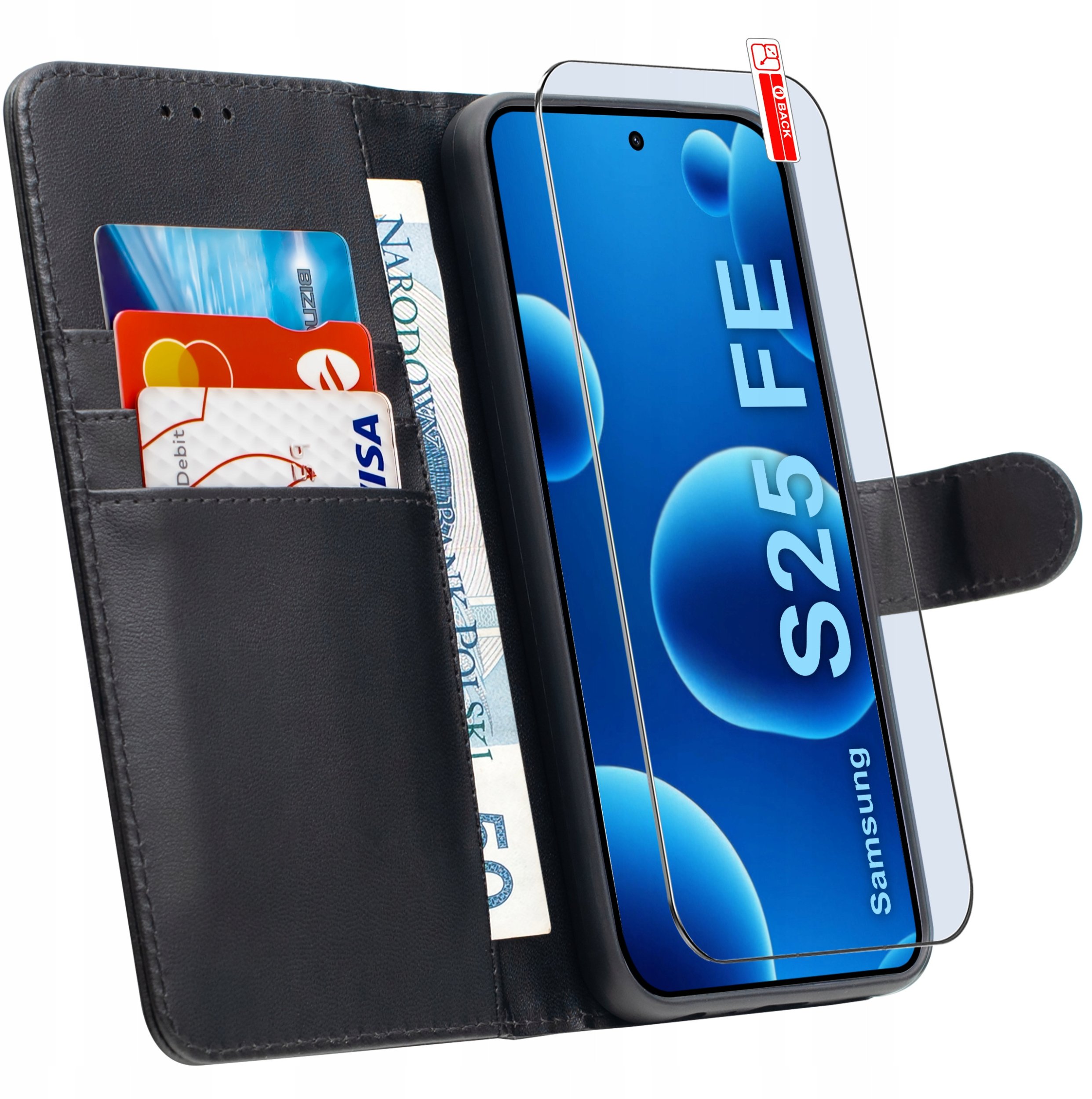 ETUI z klapką do Samsung S25 FE Zamykane Magnetyczne + SZKŁO