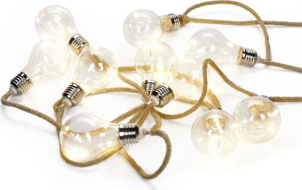 Decorative Lighting Lampki GIRLANDA na sznurze sznurku parcianym 10 żarówek 2,25 m