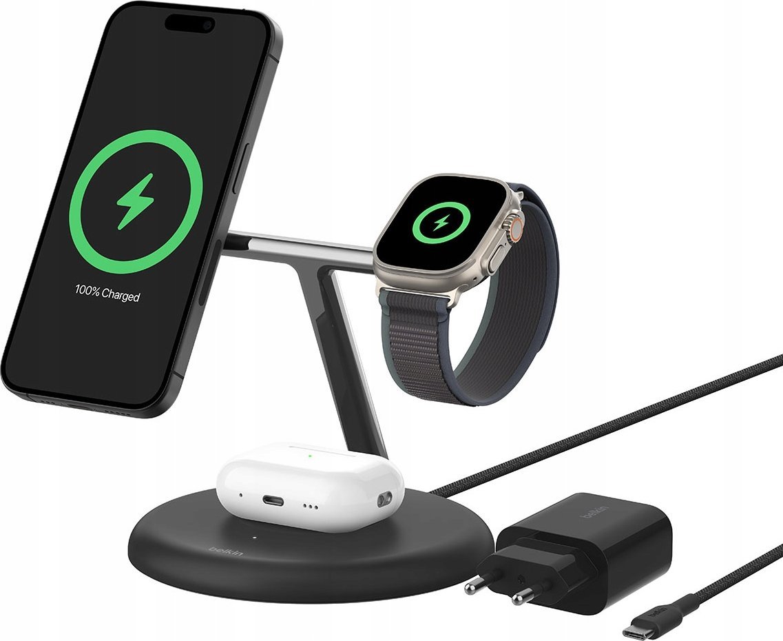 Belkin Belkin WIZ023VFBK ładowarka do urządzeń przenośnych Słuchawki, Smartfon, Smartwatch Czarny USB Bezprzewodowe ładowanie Wewnętrzna