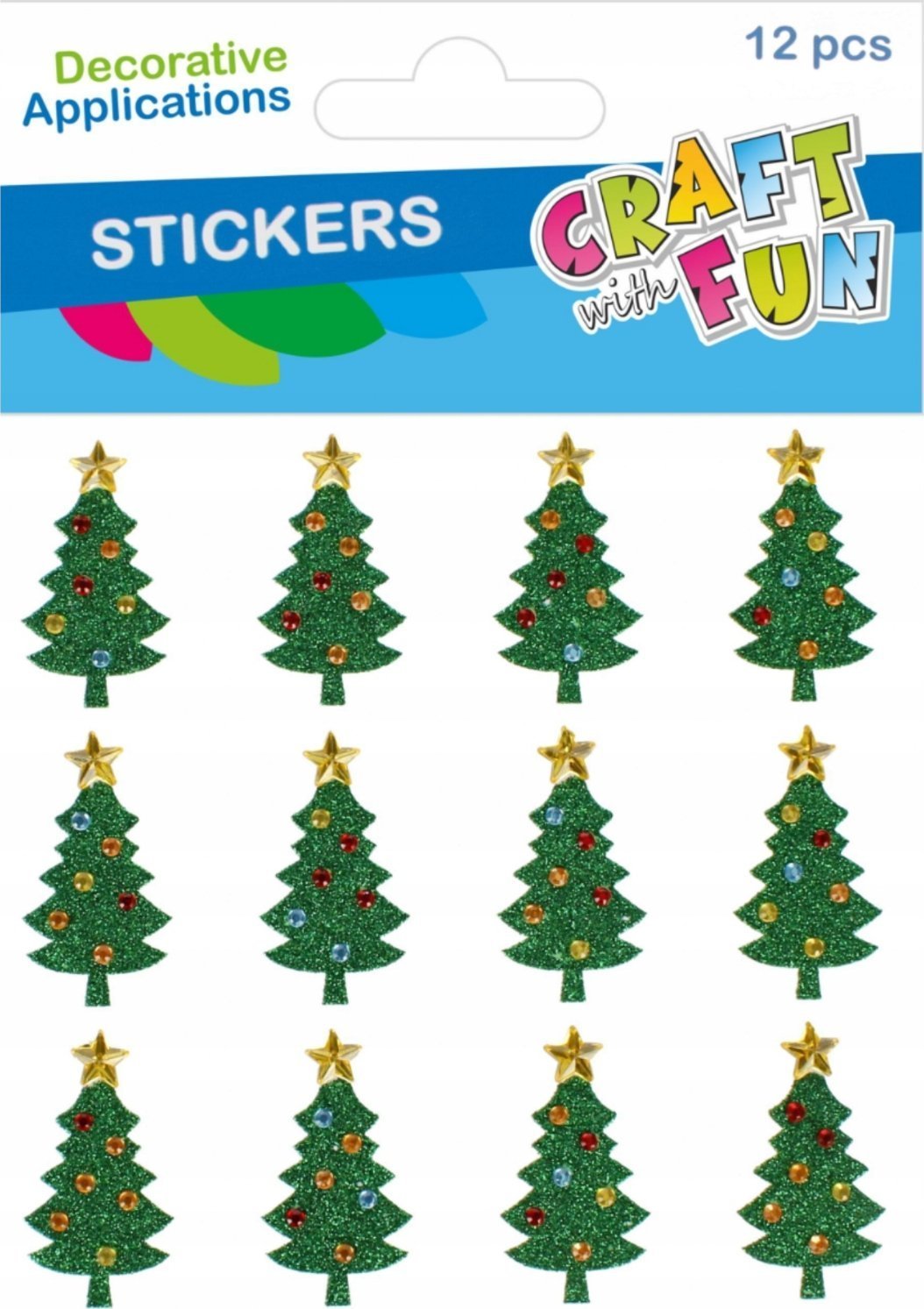 Dekoracja świąteczna Craft with Fun OZDOBA BN NAKLEJKI CHOINKA BROK 12SZT CF 12/288