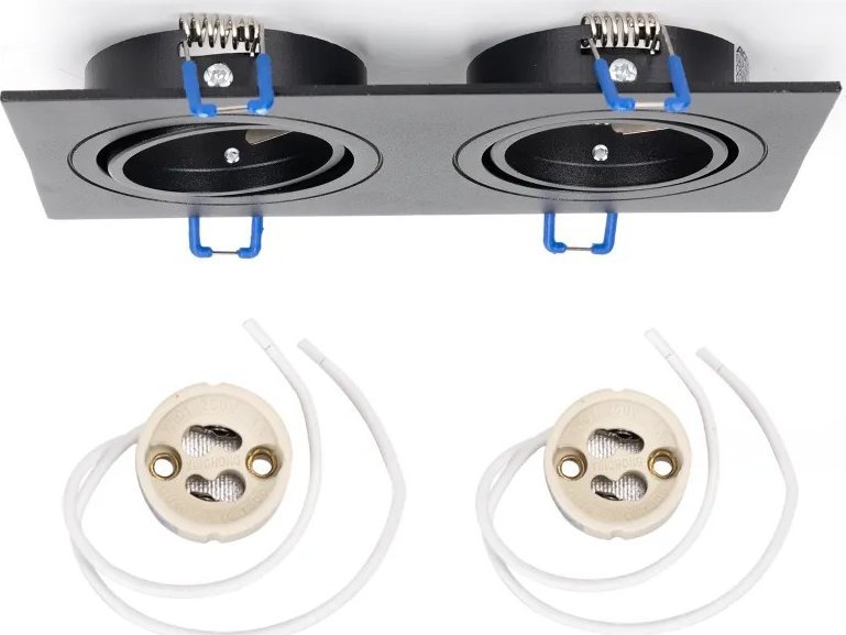 Aigostar Podwójna oprawa sufitowa + gniazda GU10 srebrna Sufitowa lampa pierścieniowa + uchwyt lampy GU10