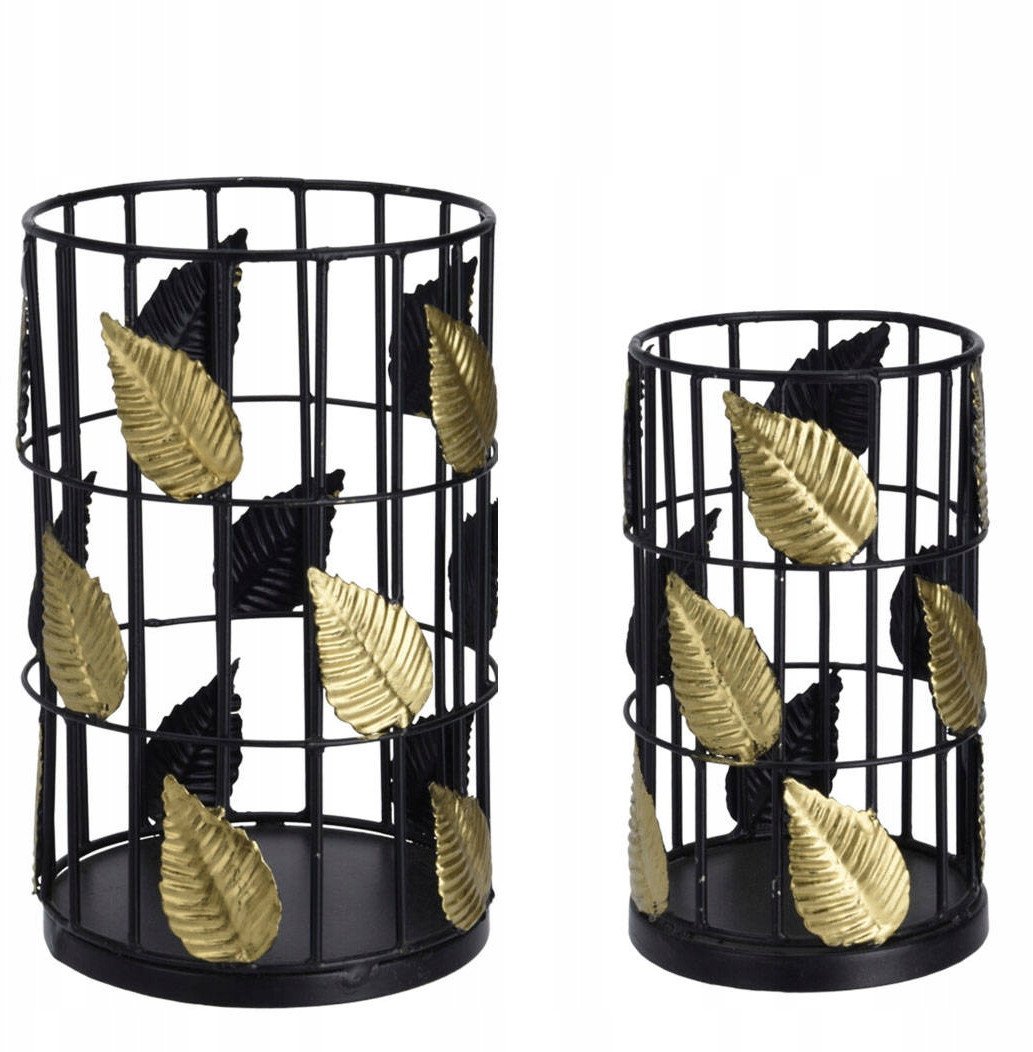 Świeczniki metalowe na tealighty, ozdobne liście, 2 sztuki