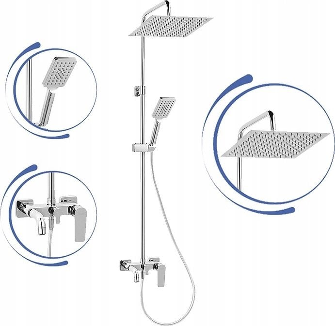 Zestaw prysznicowy Ferro NP80-BAQ13U DESZCZOWNIA ALGEO Z NATRYSKIEM I BATERIĄ WANNOWĄ, CHROM FERRO // N.00.ALGEO-ZESTAW-NAT-WAN-CHR