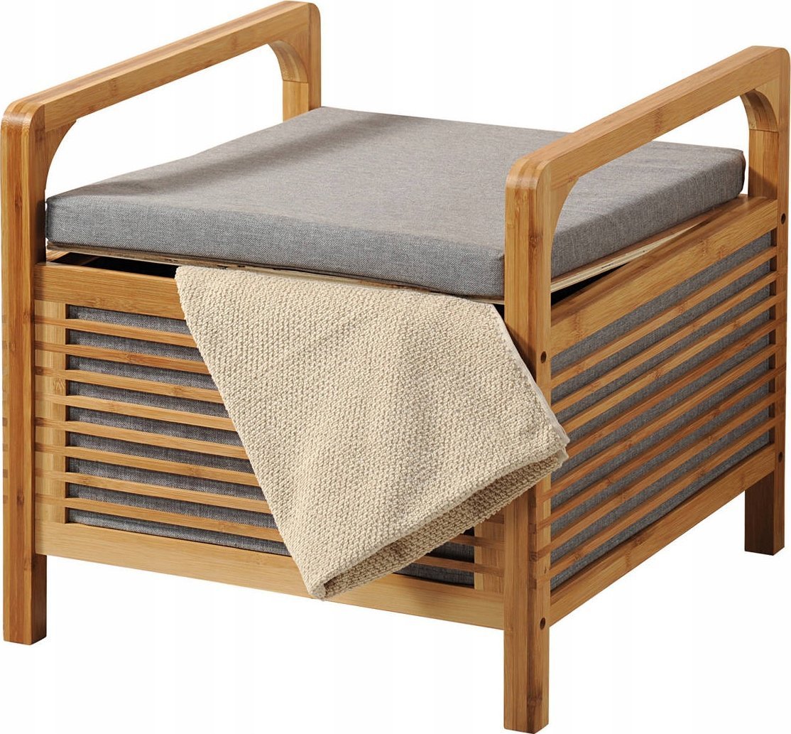 Kesper Stołek bambusowy do łazienki z pojemnikiem do przechowywania, 50 x 47 cm, Kesper