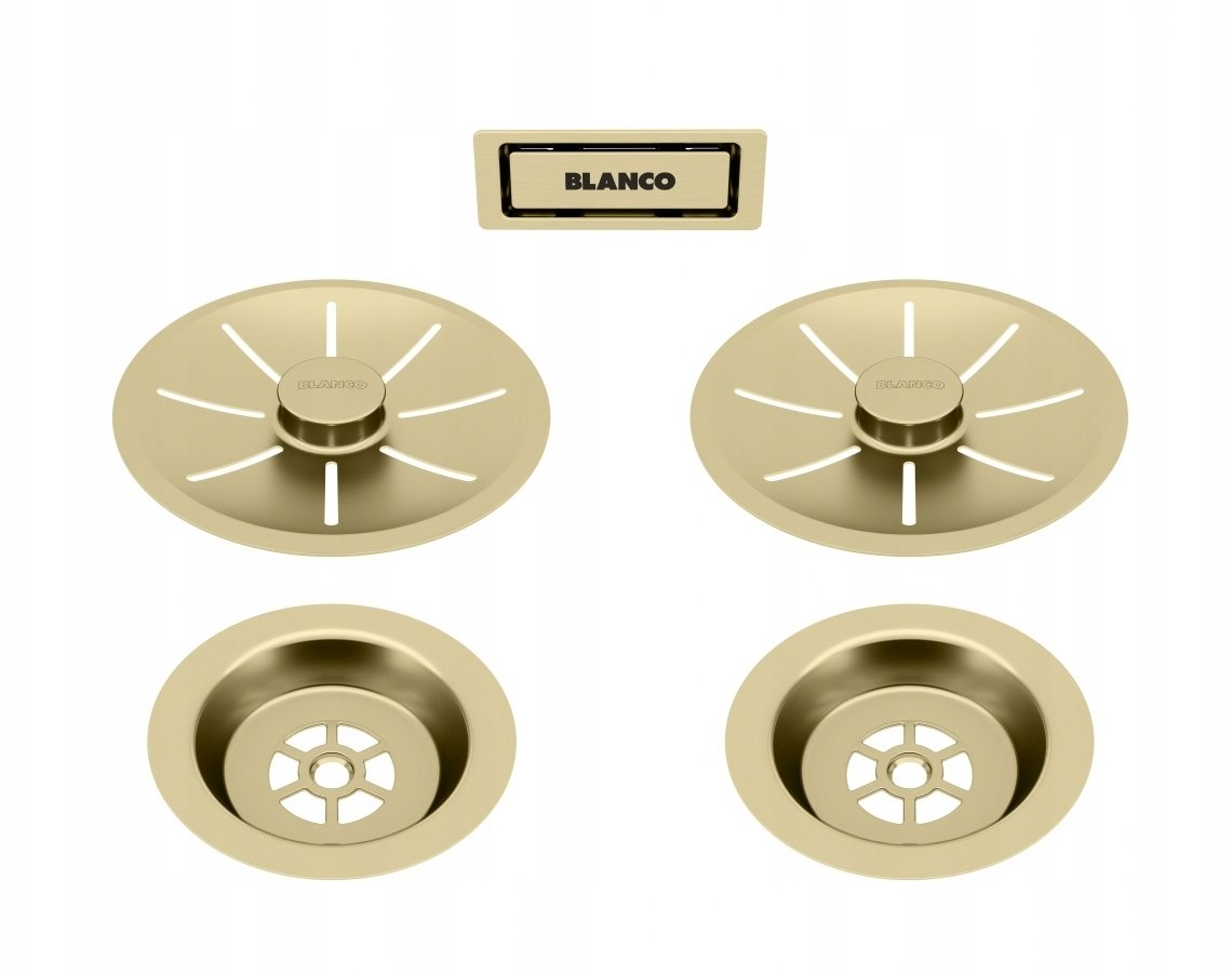 Zestaw elementów stalowych w kolorze satin gold, do armatury przelewowo-odpływowej InFino, do dwóch komór