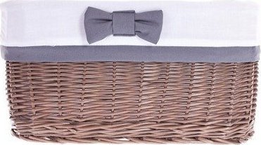 WickerPL Wiklinowy Kosz Regałowy Kosz do Łazienki Szarzony Obszyty 38x28 H20 cm