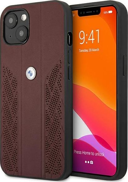 BMW Etui Bmw Bmhcp13Mrsppr Iphone 13 6,1" Czerwony/Red Hardcase Leather Curve Perforate