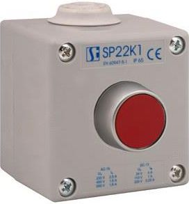 Spamel Kaseta sterownicza 1-otworowa czerwony 1R szara IP65 1x membrana M20 (SP22K1\02-1)
