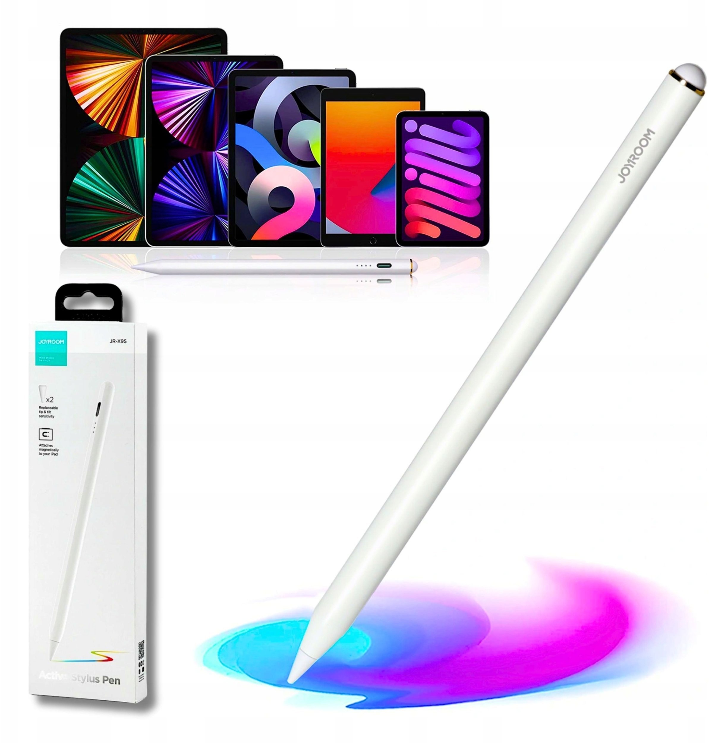 Rysik aktywny Joyroom JR-X9S stylus z 2 wymiennymi końcówkami - biały