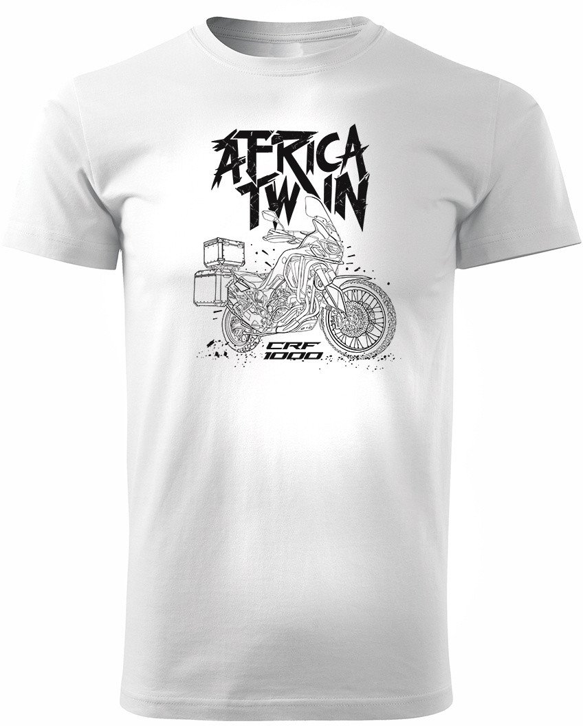 Koszulka motocyklowa z motocyklem Honda Africa Twin CRF1100L męska biała S