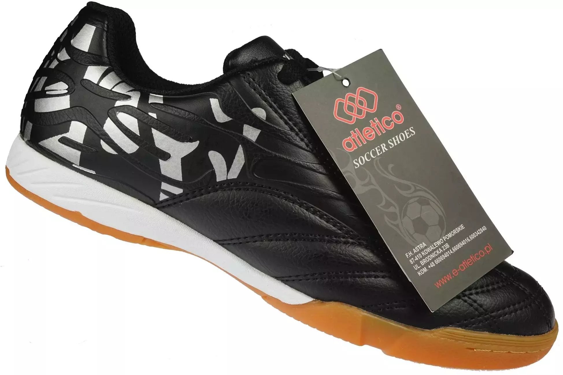 Halówki męskie czarno szare obuwie halowe Atletico M7336-2416BLSI 42