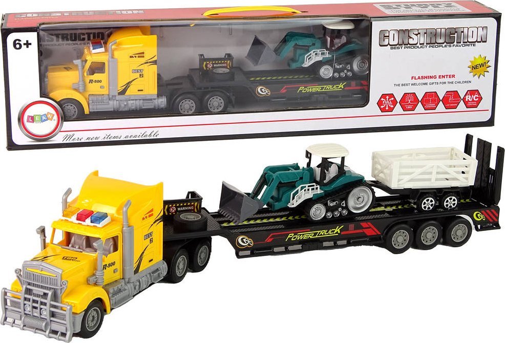 LeanToys Ciężarówka Z Lawetą Zdalnie Sterowana R/C Maszyna z Przyczepą Żółta